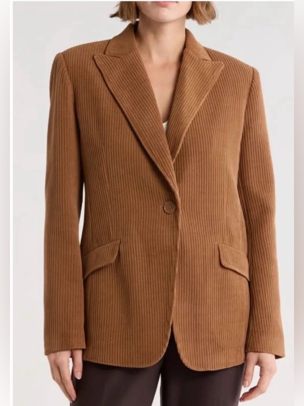 Max studio Classic Corduroy Blazer Jacket in Camel